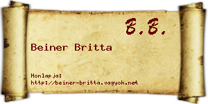 Beiner Britta névjegykártya